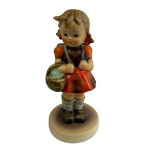 Vintage W Germany Hummel Figurine Little Girl Carrying Basket School Backpack